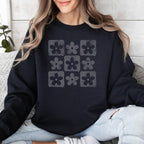 Retro Checkered Flowers Sweatshirt