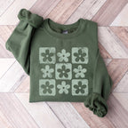 Retro Checkered Flowers Sweatshirt